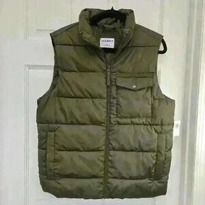 Old Navy Men's Pocket Full-Zip Green Mock Neck Puffer Vest ,Sz S NWT